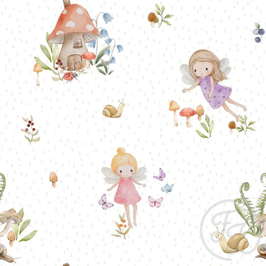 Family Fabrics | Forest Fairies White Brush | 111-173 (by the full yard)