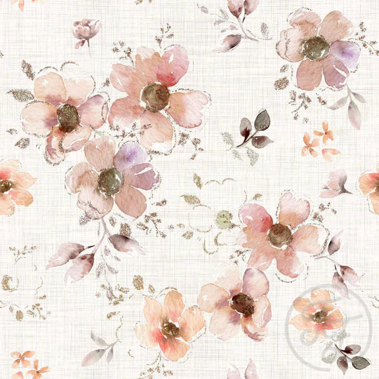 Family Fabrics | Floral Mia Linen | 111-177 (by the full yard)