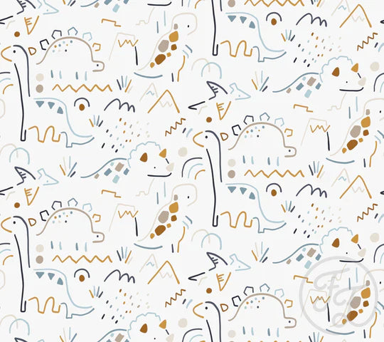 Family Fabrics | Dino Outline | 114-127 (by the full yard)