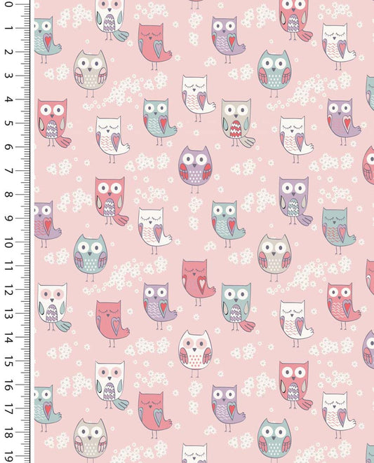 Poplin Little Ones Colourful Owl : 5278 : 1213 : Light Coral
