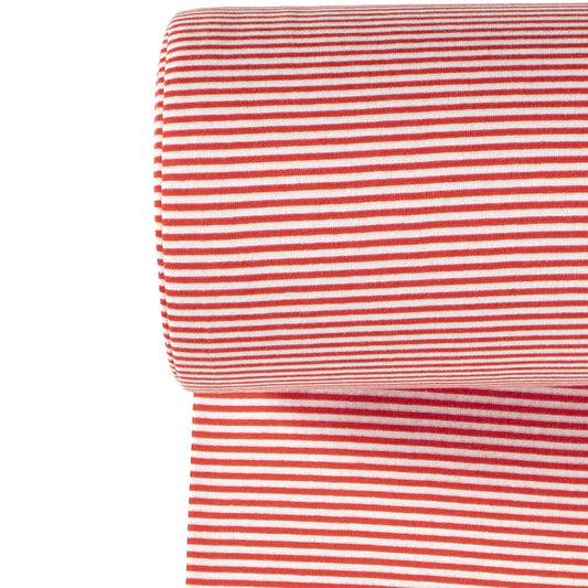 Euro Stripes (Mini) | Red | Smooth Ribbing (Tubular) | BY THE HALF YARD