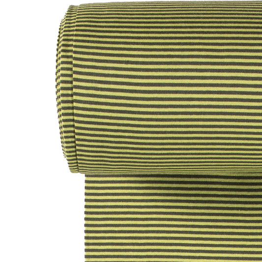 Euro Stripes (Mini) | Deep Olive | Smooth Ribbing (Tubular) | BY THE HALF YARD