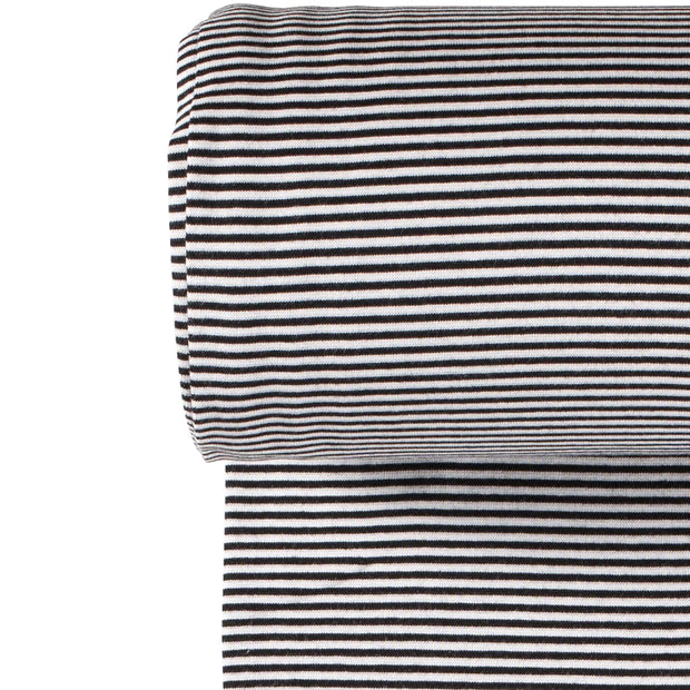 Euro Stripes (Mini) | Black/White | Smooth Ribbing (Tubular) | BY THE HALF YARD