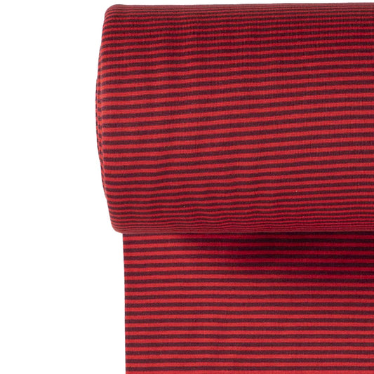 Euro Stripes (Mini) | Bordeaux/Red | Smooth Ribbing (Tubular) | BY THE HALF YARD