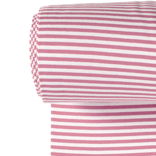 Euro Stripes (Medium) | Old Pink | Smooth Ribbing (Tubular) | BY THE HALF YARD