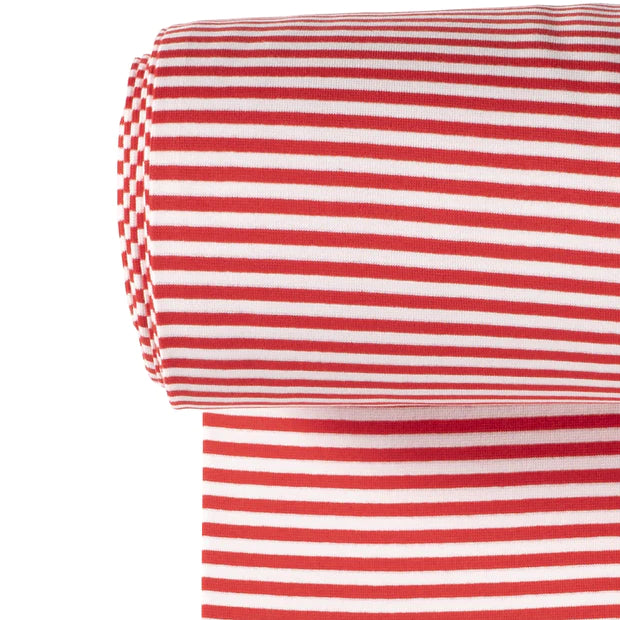 Euro Stripes (Medium) | Red | Smooth Ribbing (Tubular) | BY THE HALF YARD