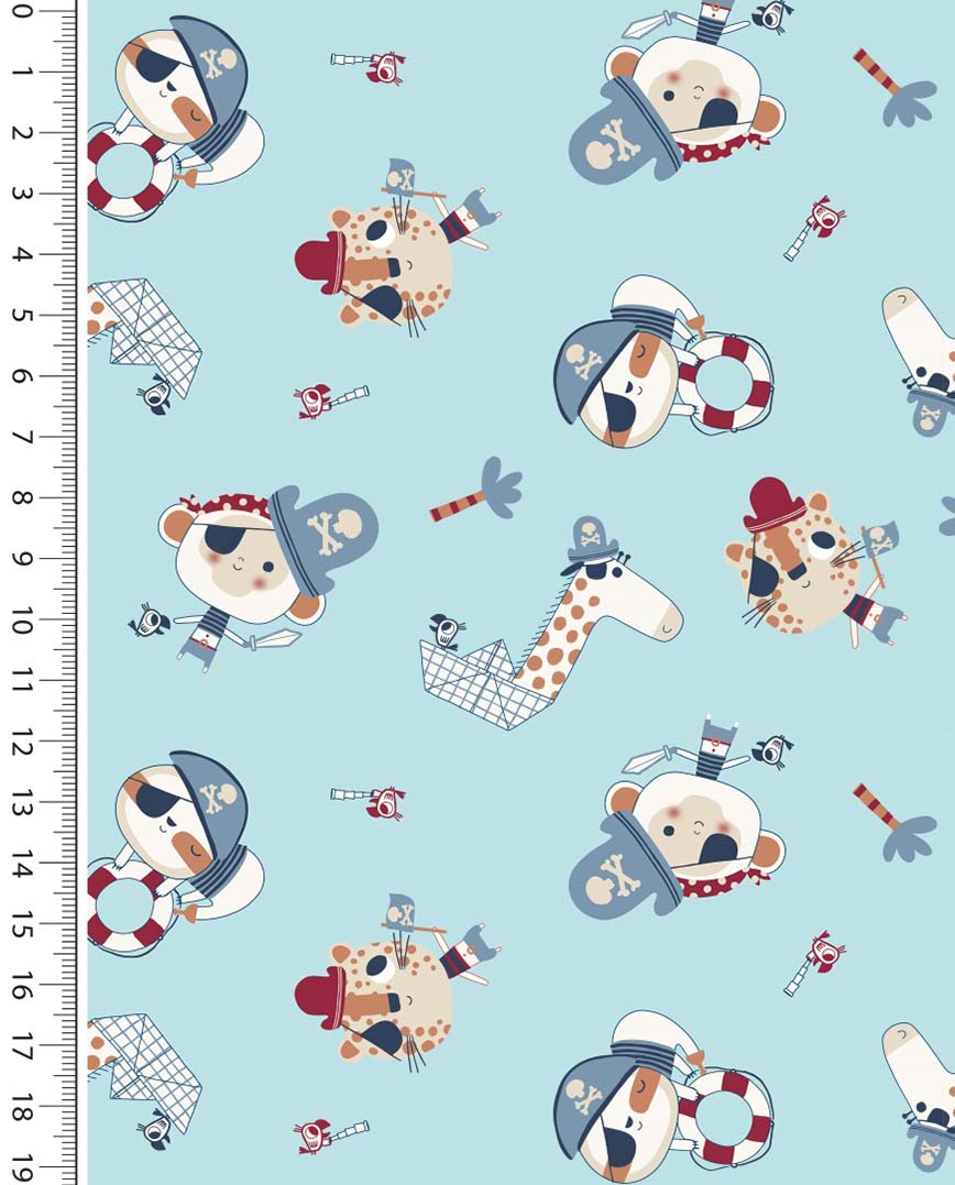 Poplin Little Ones Pirates : 5281 : 1807 : Soft Aqua