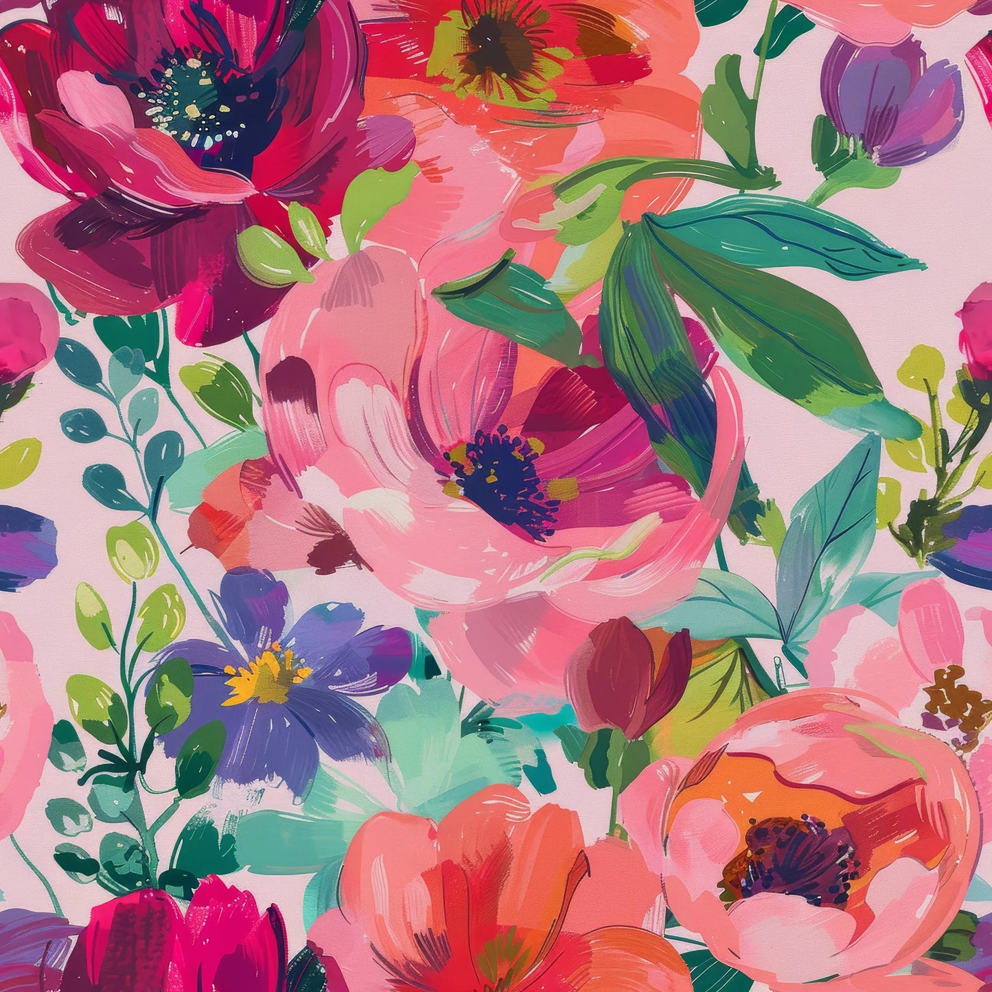 (IN STOCK) Family Fabrics | Blooming Flowers Pink | Premium (pretreated) Jersey 180gsm BY THE HALF YARD