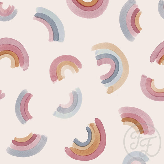 (IN STOCK) Family Fabrics | Little Rainbows Pink | French Terry BY THE HALF YARD
