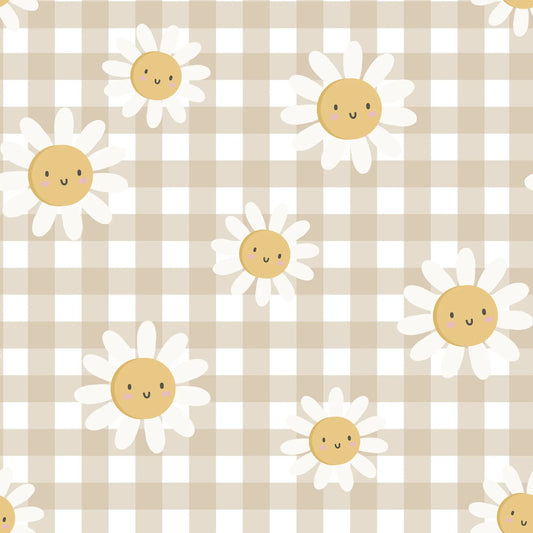(IN STOCK) Family Fabrics | Karo Flower Children Retro Look | Jersey 200gsm (wide) BY THE HALF YARD