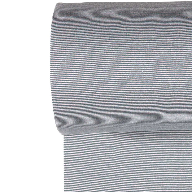 Euro Stripes (Micro) | Steel Blue | Smooth Ribbing | BY THE HALF YARD