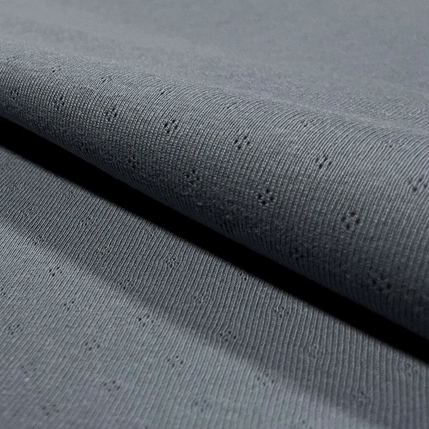 Euro Pointelle | Steel Blue | Interlock 100% Cotton | BY THE HALF YARD