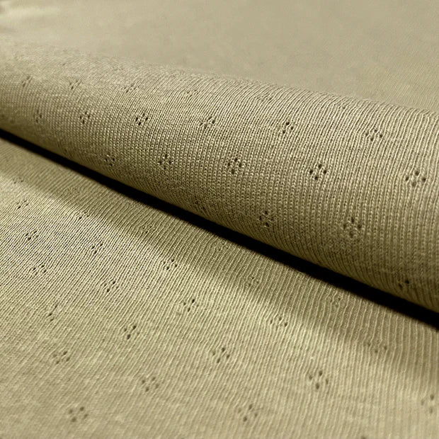 Euro Pointelle | Olive Green | Interlock 100% Cotton | BY THE HALF YARD