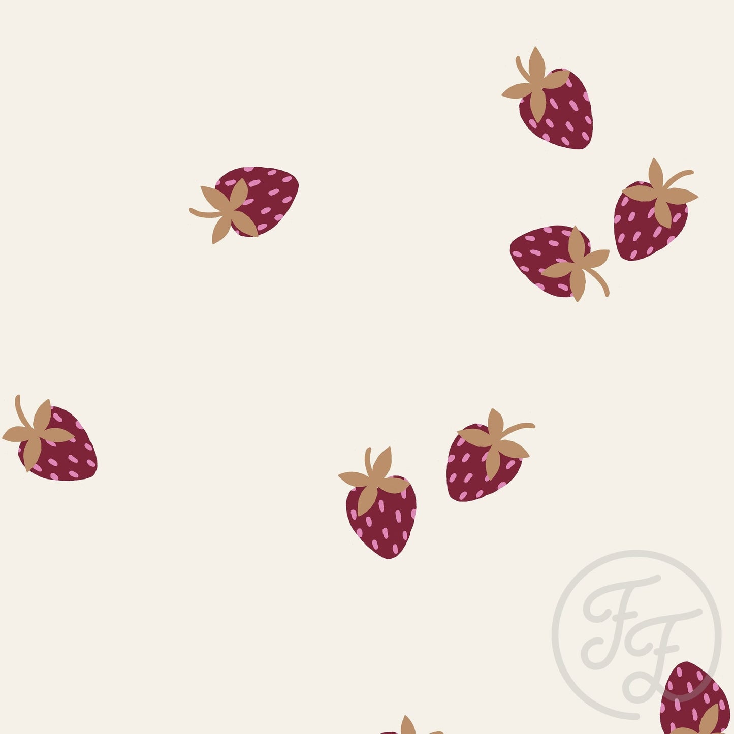 (IN STOCK) Family Fabrics | Strawberries Red Small (4.5" square shown) | Jersey 180gsm BY THE HALF YARD