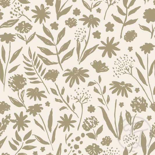 (IN STOCK) Family Fabrics | Wildflower Green | Jersey 180gsm BY THE HALF YARD