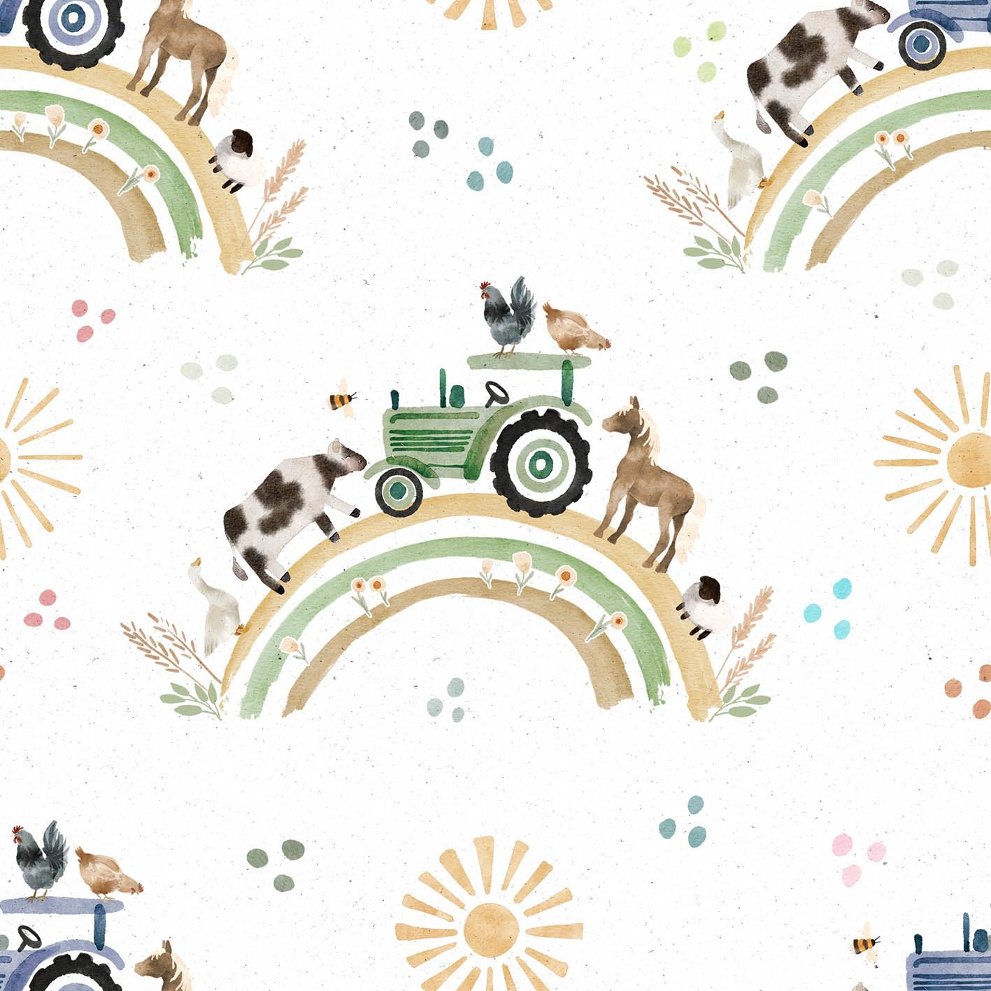 (IN STOCK) Family Fabrics | Rainbow Farm | Premium (pretreated) Jersey 180gsm BY THE HALF YARD