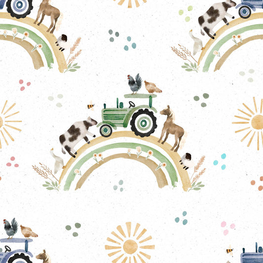 (IN STOCK) Family Fabrics | Rainbow Farm | Premium (pretreated) Jersey 180gsm BY THE HALF YARD