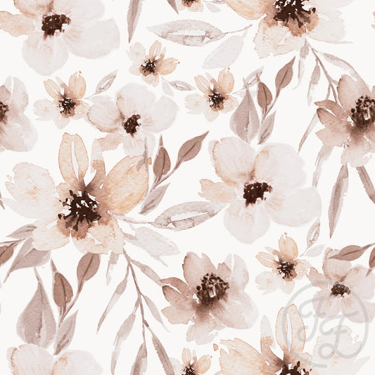 (IN STOCK) Family Fabrics | Flowers Elle Creme | Premium (Pretreated) French Terry BY THE HALF YARD