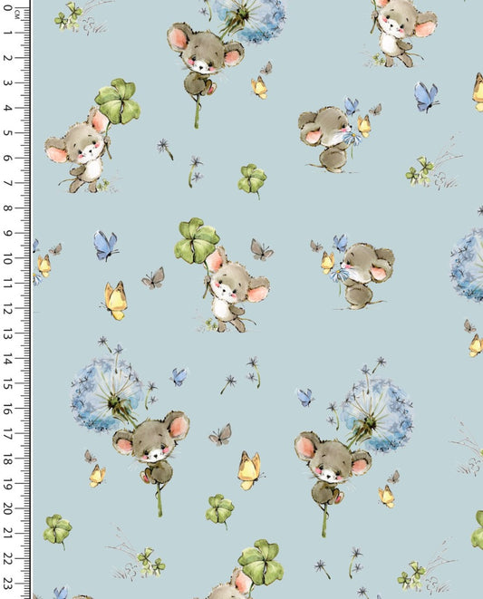 Poplin Digital Little Ones Clover Mouse : 5478 : 1001 : Light Blue