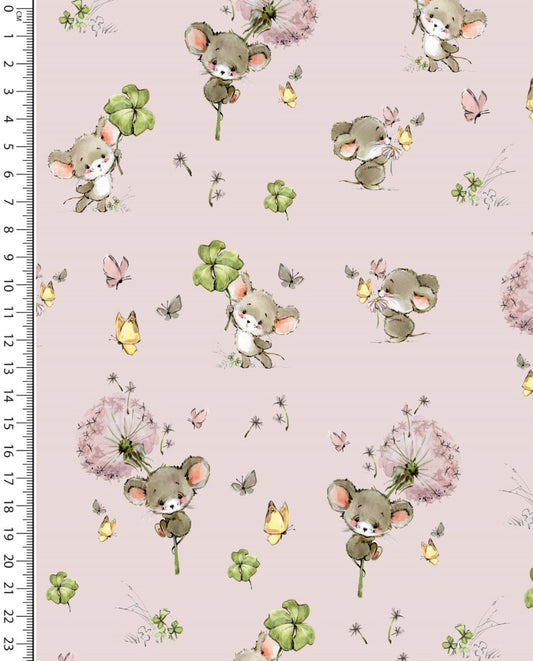 Poplin Digital Little Ones Clover Mouse : 5478 : 1111 : Rose