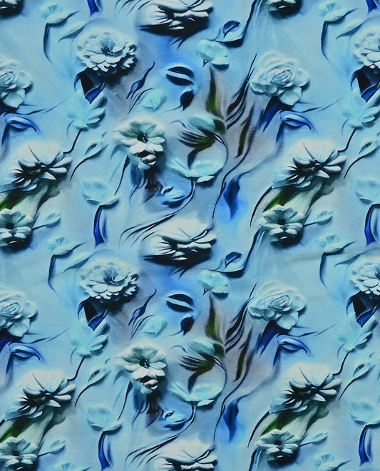 Jersey Digital 3 D Flower : 5752 : 4 : Aqua