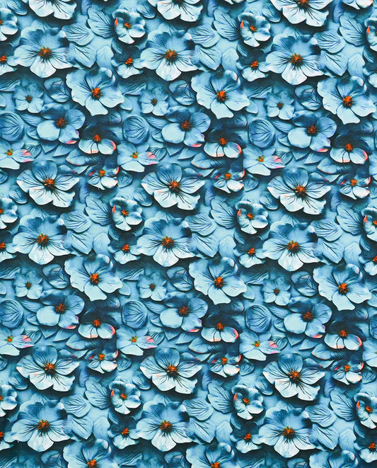 Jersey Digital 3 D Flower : 5756 : 1106 : Petrol