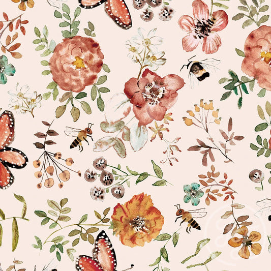 (IN STOCK) Family Fabrics | Polinatores White | Jersey 200gsm (wide) BY THE HALF YARD