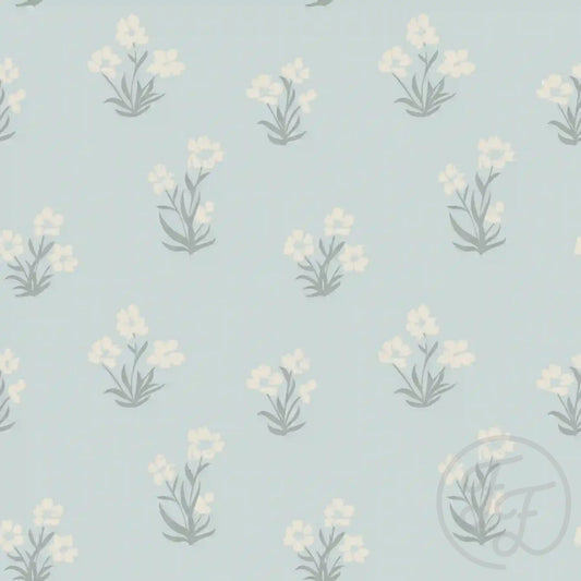 (IN STOCK) Family Fabrics | Light Blue Ditsy Blossom | Pointelle BY THE HALF YARD