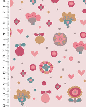 Rib Jersey Retro Flowers : 5260 : 1011 : Light Rose