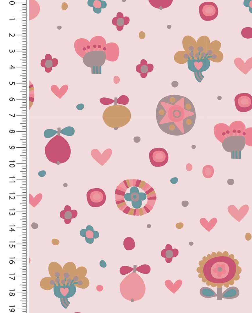 Rib Jersey Retro Flowers : 5260 : 1011 : Light Rose