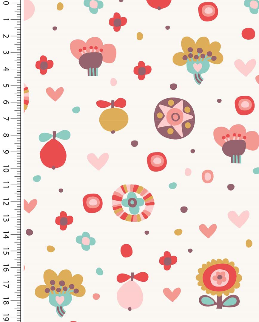 Rib Jersey Retro Flowers : 5260 : 151 : Ecru