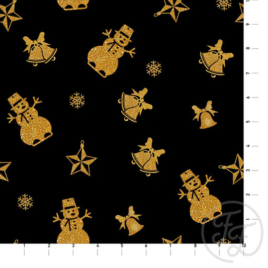 Family Fabrics | Christmas Elements Gold 112-171 | (by the full yard)