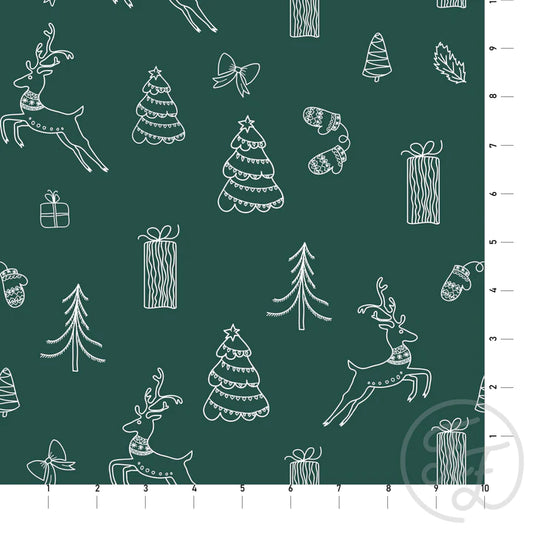 Family Fabrics | Green Christmas 112-170 | (by the full yard)