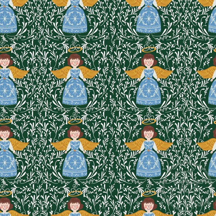 Family Fabrics | Angel in Evergreen | 106-263 (by the full yard)