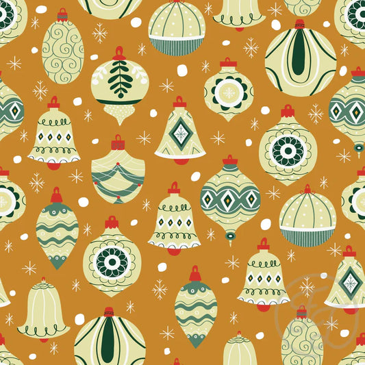 Family Fabrics | Bella & Baubles in Dull Orange | 106-267 (by the full yard)
