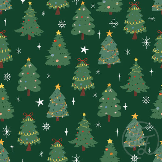 Family Fabrics | Christmas Trees Evergreen | 106-273 (by the full yard)