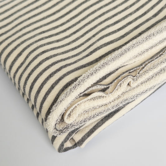 American Milled | Heathered Gray Stripe (Cotton Poly Blend) | High Loop French Terry (BY THE HALF YARD)