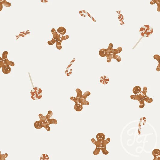 (IN STOCK) Family Fabrics | Gingerbread Man 100-1150 | French Terry 230gsm BY THE HALF YARD