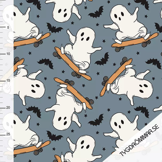 Tygdrommar Jersey - Skate Ghosts BY THE HALF YARD