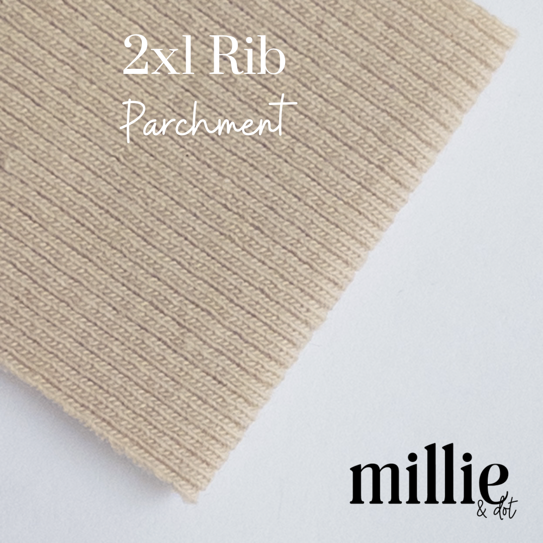 American Milled | Parchment | 2x1 Rib | Organic (BY THE HALF YARD)