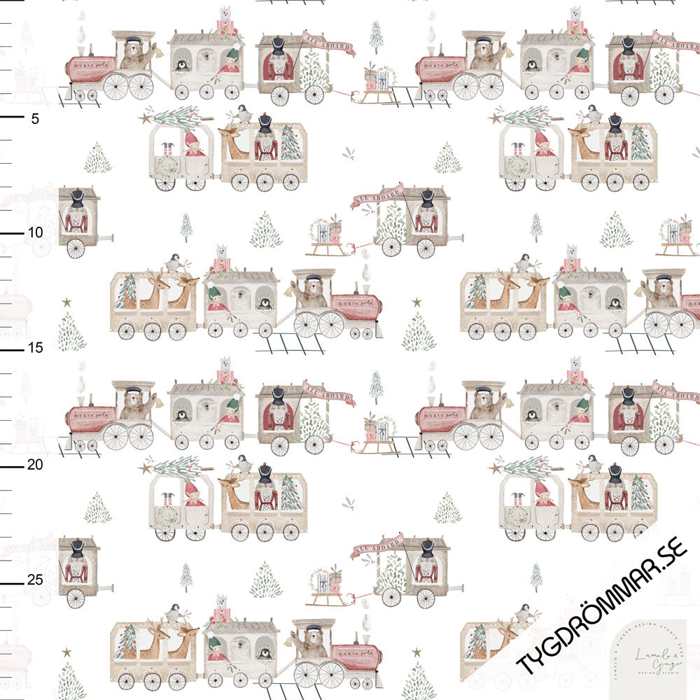 Tygdrommar | North Pole Train (limited) | Jersey 220gsm | Organic (BY THE HALF YARD)