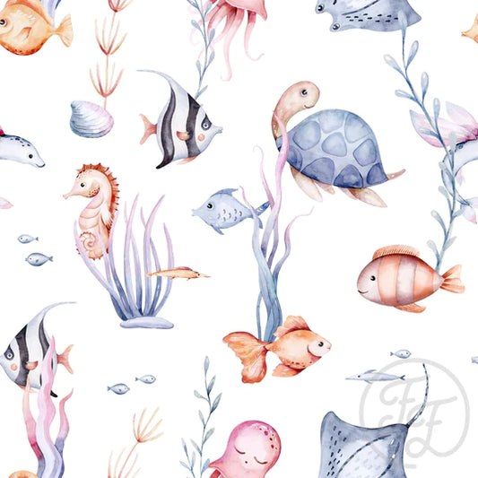 (IN STOCK) Family Fabrics | Ocean Family 100-1671 | Jersey 220gsm BY THE HALF YARD