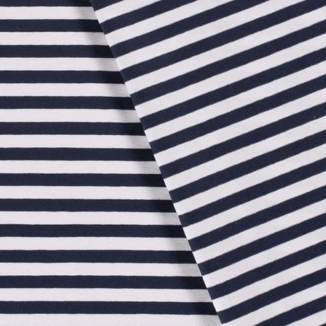 Euro Stripes, Wide (10mm) | Navy | Jersey | BY THE HALF YARD