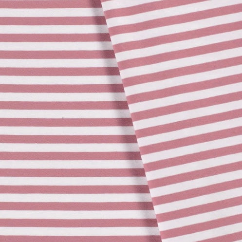 Euro Stripes, Wide (10mm) | Old Pink | Jersey | BY THE HALF YARD