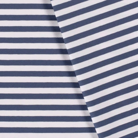 Euro Stripes, Wide (10mm) | Indigo | Jersey | BY THE HALF YARD