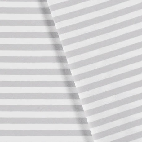 Euro Stripes, Wide (10mm) | Light Gray | Jersey | BY THE HALF YARD