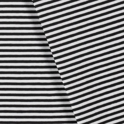 Euro Stripes, Medium (5mm) | Black | Jersey | BY THE HALF YARD