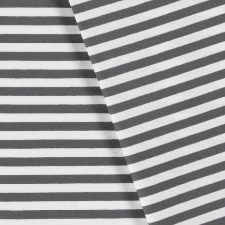 Euro Stripes, Wide (10mm) | Dark Gray | Jersey | BY THE HALF YARD