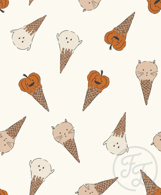 Family Fabrics | Spooky Sweat Icecream Cream | 116-194 (by the full yard)