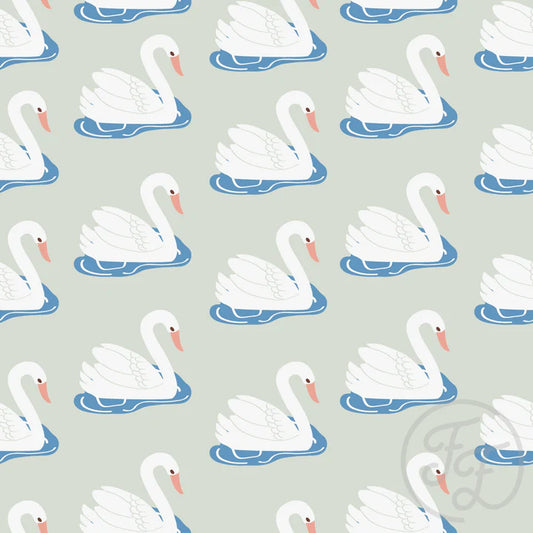 Family Fabrics | Swans Nebula 106-299 | (by the full yard)